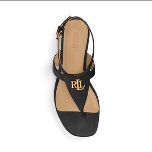 ⚫️⚫️ Lauren Ralph Lauren Black Everley Calfskin Sandal New Size 8 Retail $135